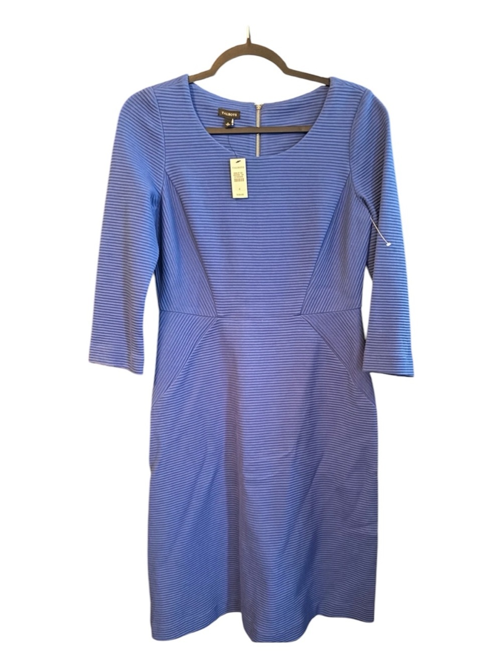Talbots Royal Blue Long Sleeve Textured Sheath Dress NWT SIZE 4